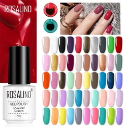 ROSALIND New Version Bottle Gel Nail Polish Pure Color Collections Nail Supplies Summer DIY Design Nail Gel UV/LED Lamp Cured