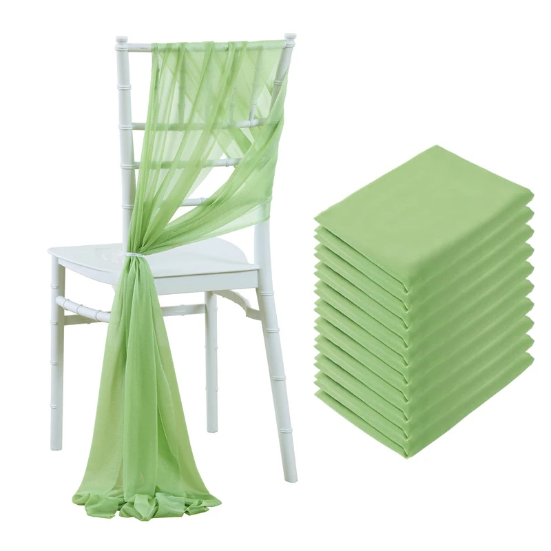 10/50PCS Like Chiffon Chair Sashes Wedding Chair Decoration For Aisle Decorations Party Banquet Event Baby Shower，17x250cm Long