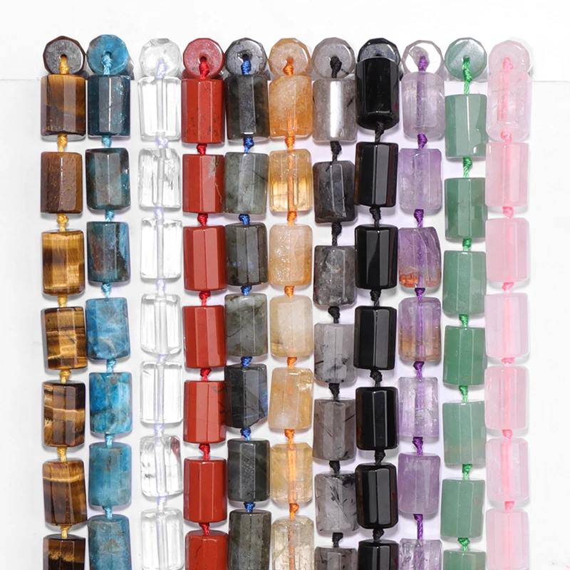 12x18MM Natural Stone Cylinder Crystal Spacer Gem Beads Charms for Jewelry Making Diy Bracelet Neckalce Accessories