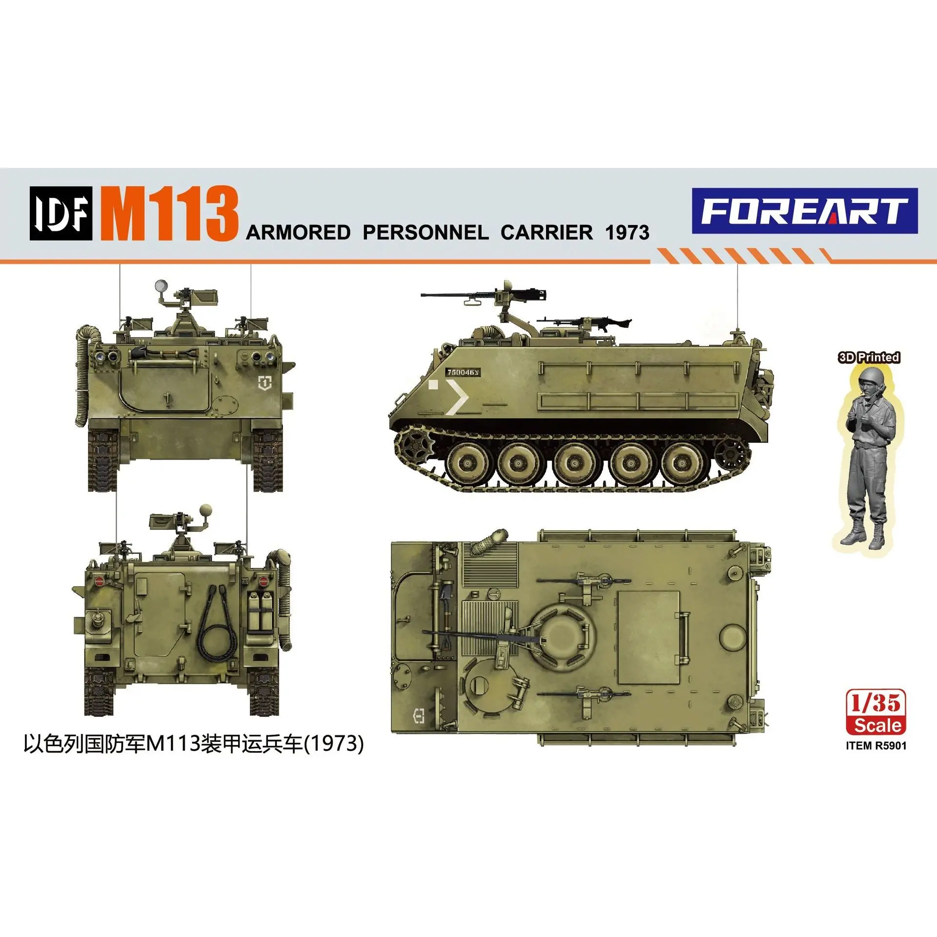 FOREART R5901 1/35 IDF M113 Armored Personnel Carrier 1973 - Scale Model Kit