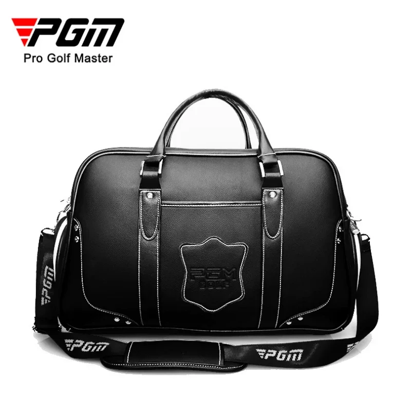 PGM Golf Clothing Bag Black Large Capacity Leather men\'s motion portable bag Built-in shoes bag YWB021