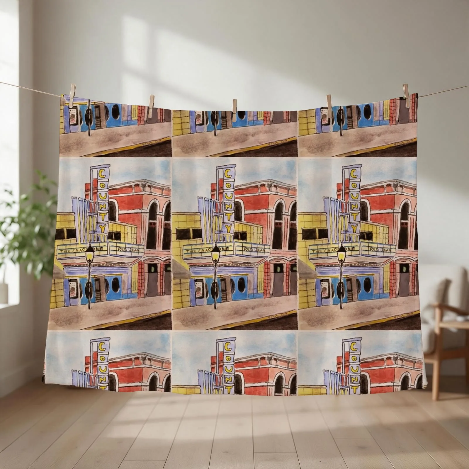 Doylestown theater painting Throw Blanket Retros Kid'S Plaid Blankets For Baby Blankets