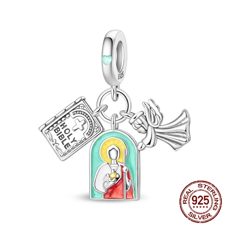 

925 Sterling Silver Jesus Redeems Redemption Charm Bible Angel Pendant Fit Original Charm Bracelet Women DIY Jewelry Gift