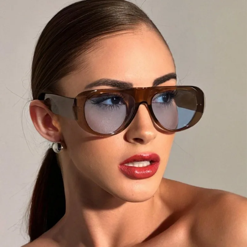 New Vintage Oversized Oval Sunglasses Women Men Fashion Brand Designer Gradient Sun Glasses Ladies Trendy Sexy Shades UV400