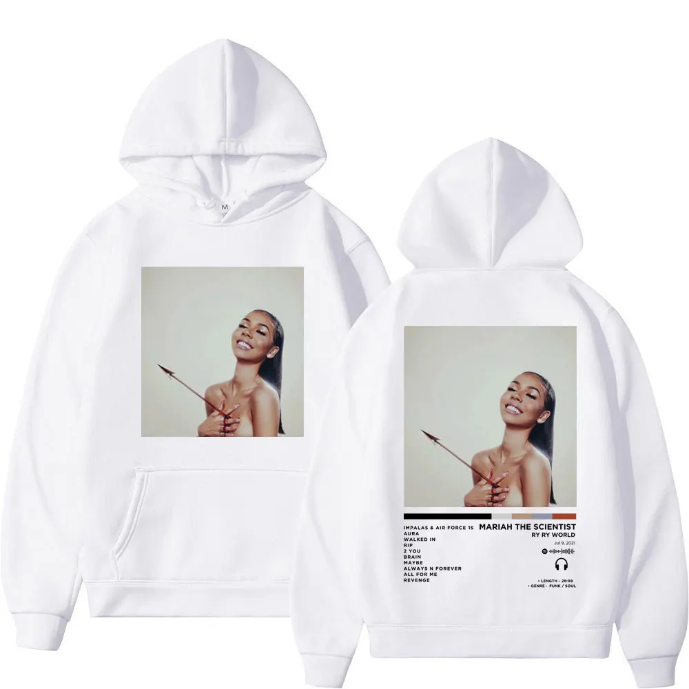 Singer Mariah The Scientist Music Album Print Hoodie High Street Fashion Trend Sweatshirts Unisex High Quality Fleece Pullovers