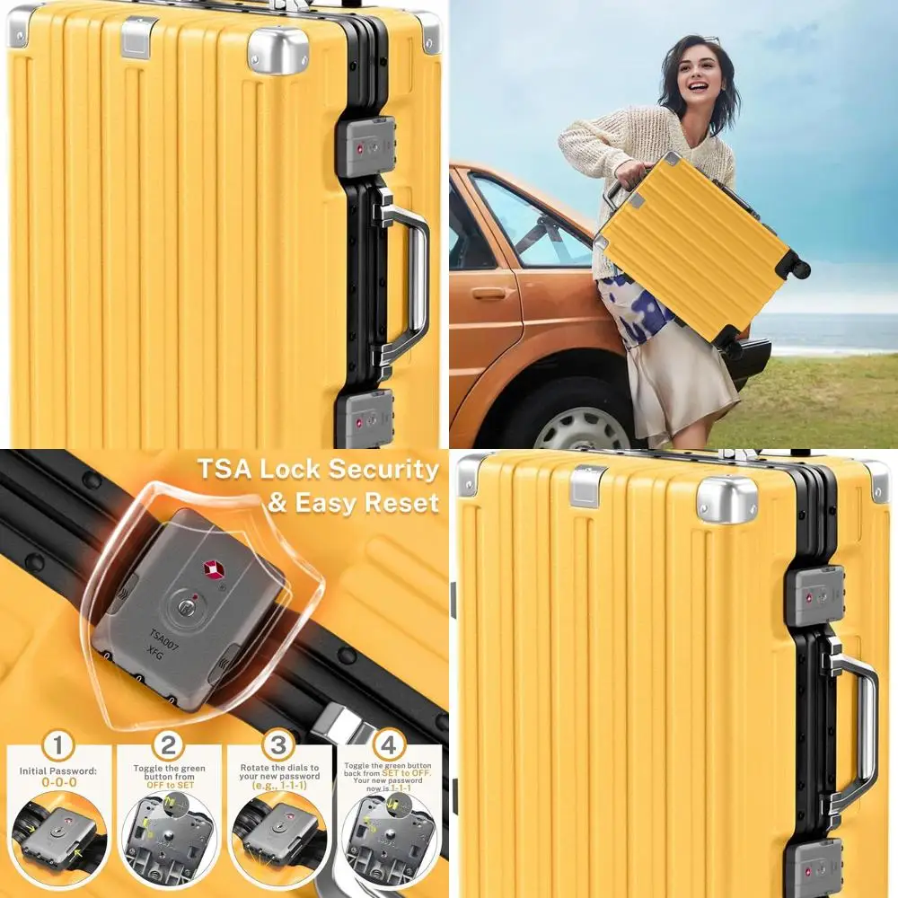 

Чемодан-спиннер с алюминиевой рамой и замком TSA, твердый ПК + АБС-пластик, дизайн без молнии