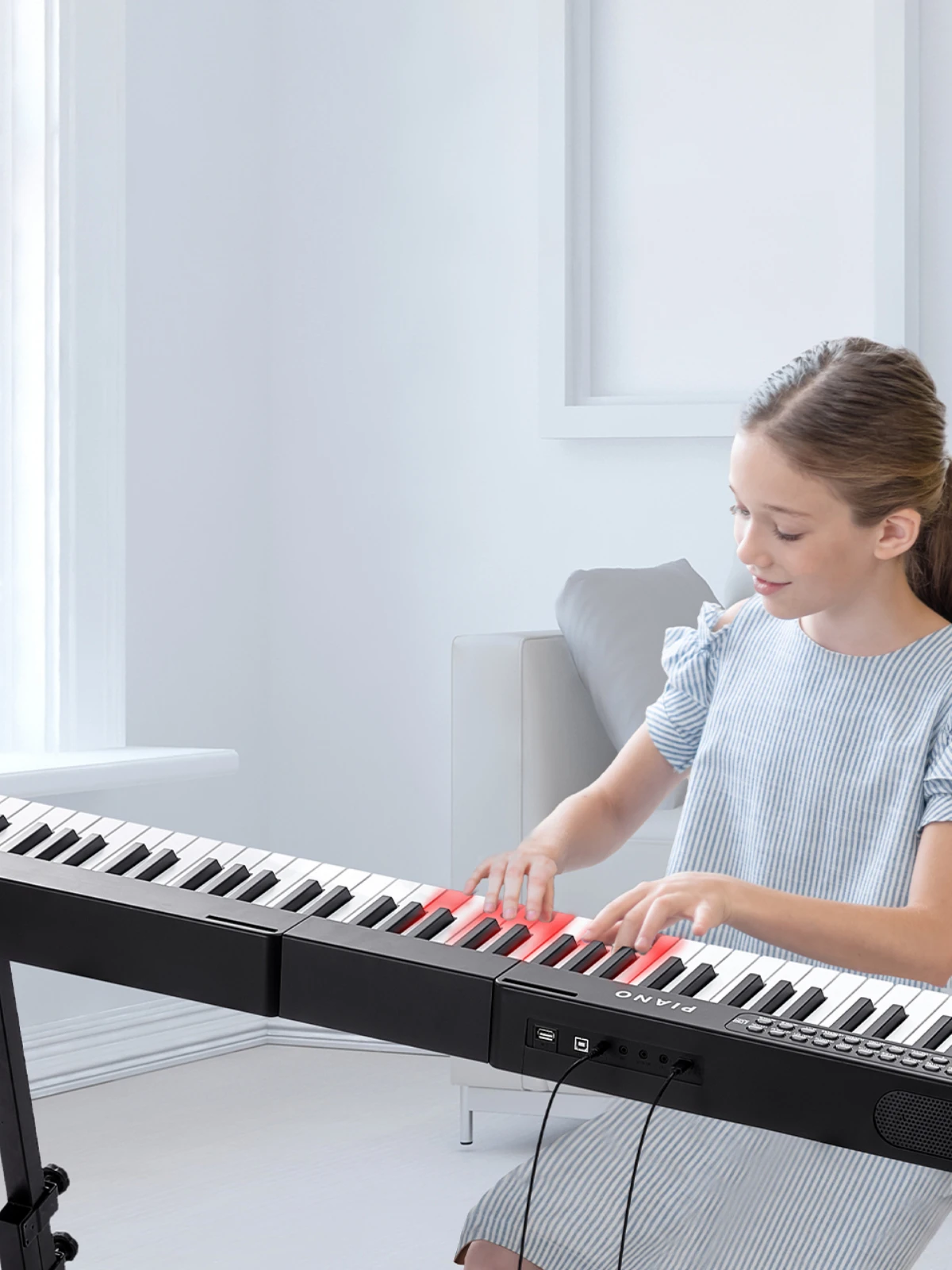 SucceBuy 88-toetsen digitaal pianotoetsenbord Semi-gewogen toetsen Volledig elektrisch draagbaar toetsenbord Pianoset 1000 tonen voor beginners - afbeelding 2