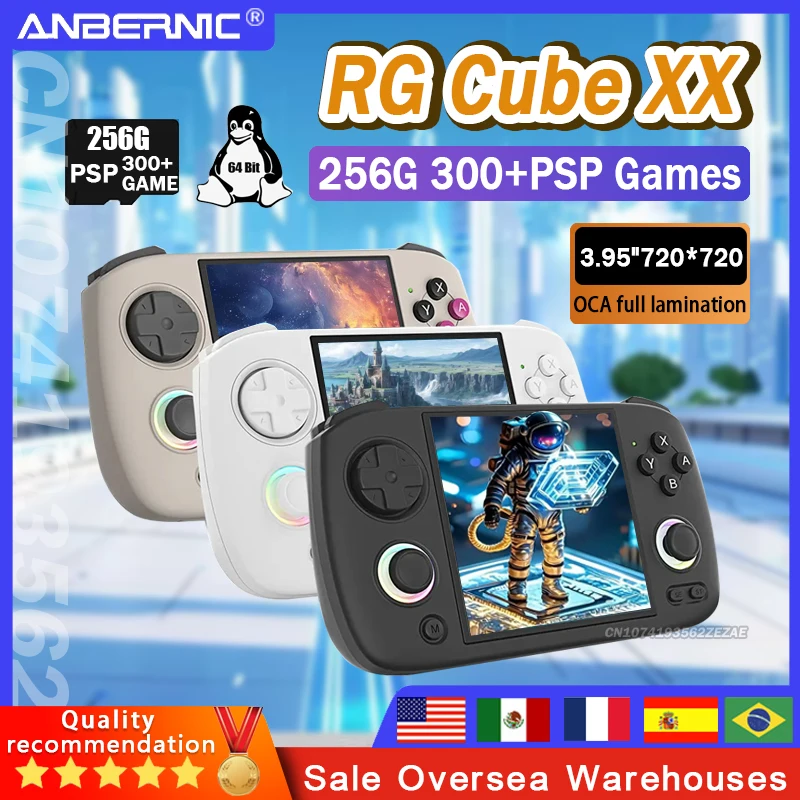 

ANBERNIC RG CubeXX portable Handheld Games Console 3.95 Inch IPS Screen Linux System 5G WiFi BT RGB Joystick Lighting PSP game