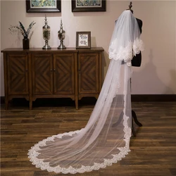 White Ivory Blusher Veil Wedding Veil 3M Long Bridal Veil with Comb Bling Sequins Lace Veil Wedding Accessories  velos de novia