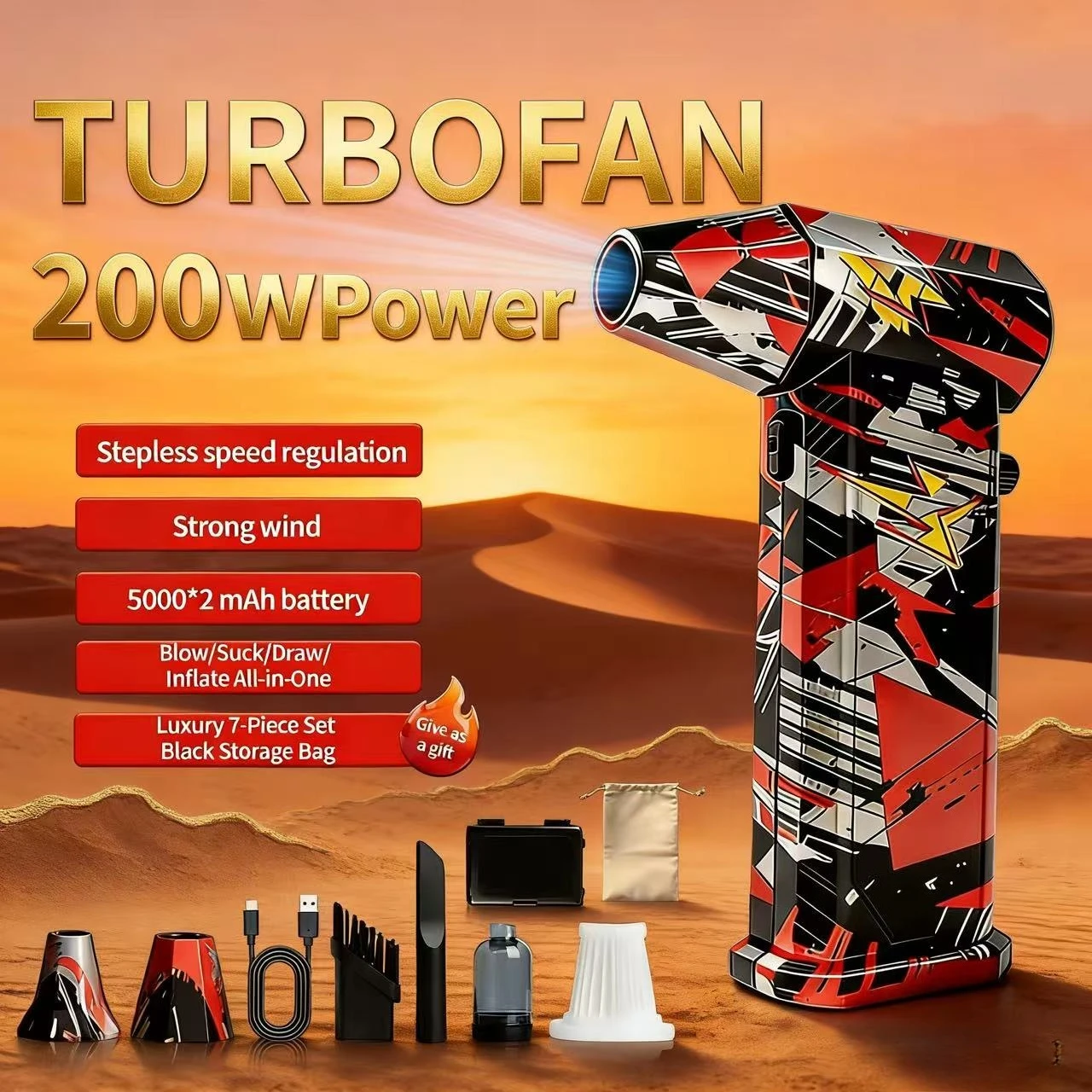 

Бесщеточный вакуумный вентилятор X9 серебристо-черно-красного цвета, 600 000 об/мин, скорость ветра 75 м/с, турбоструйный фен, пистолет для мойки автомобиля, очиститель для снежной пыли.