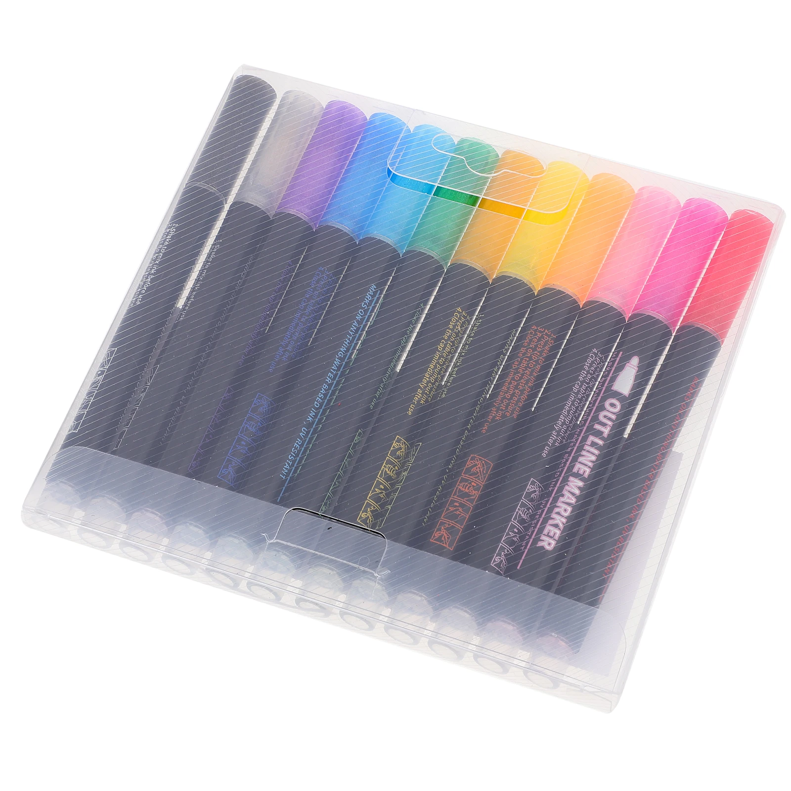

12 Pcs Colorful Contour Pens Professional Paint Markers Lightweight Durable Plastic Office School Use Drawing Marker Household