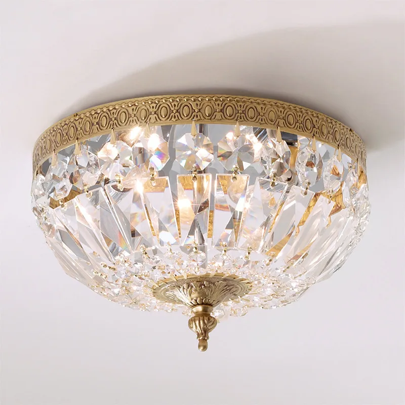 

Light luxury atmosphere full copper crystal ceiling lamp living room bedroom dining cloakroom warm lamp