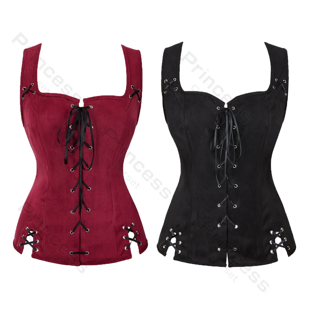 Womens Renaissance Vest Plus Size Halloween Medieval Cosplay Costume for Women Pirate Vest Women Vintage Lace Up Corset Top