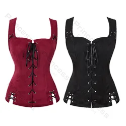 Womens Renaissance Vest Plus Size Halloween Medieval Cosplay Costume for Women Pirate Vest Women Vintage Lace Up Corset Top