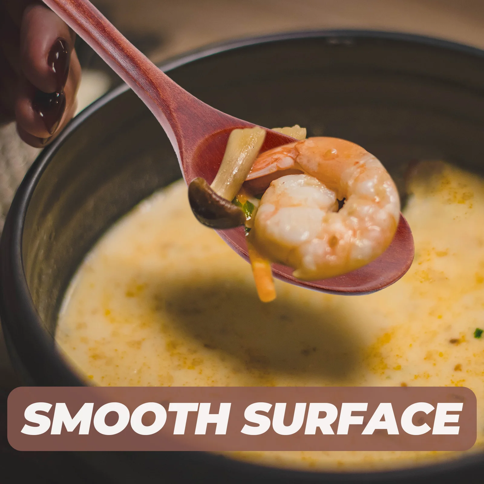 

5pcs Wooden Spoon Set 23cm Handle Soup Mixing Serving Spoons Dishwasher Safe Home Kitchen Utensils Wood