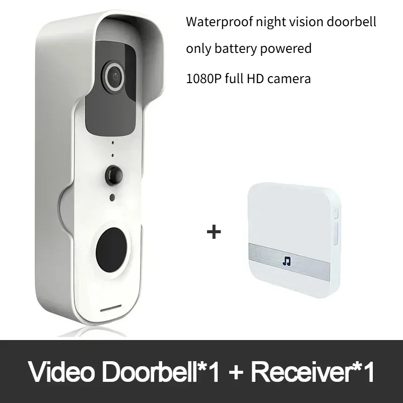 

Интеллектуальный визуальный водонепроницаемый дверной звонок ночного видения с питанием от батареи, камера Full HD 1080P, 2,4 ГГц, Wi-Fi, TF, поддерживает до 64 ГБ