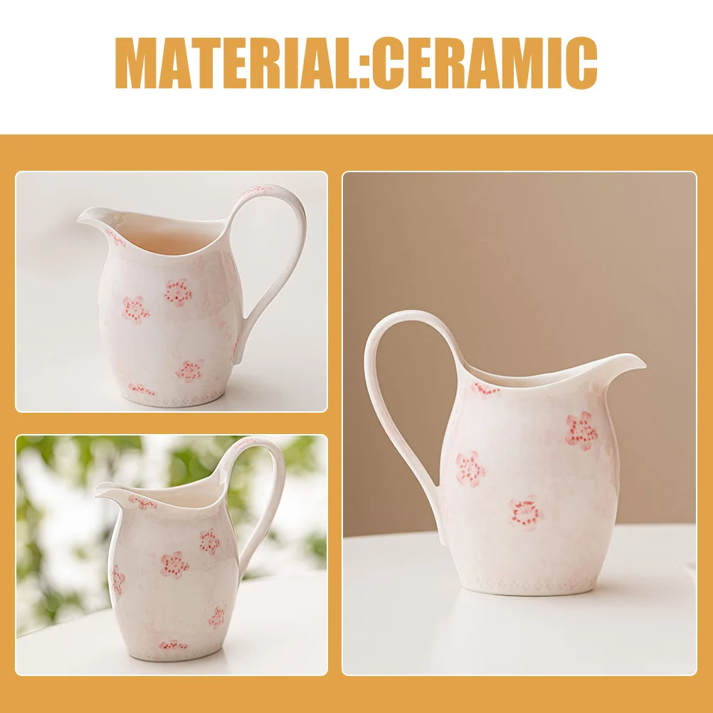 

Ceramic Milk Container Fresh Color Long Lasting Wear Resistance 200ml Perfect for Coffee Milk Cream and More Creamer with Handle