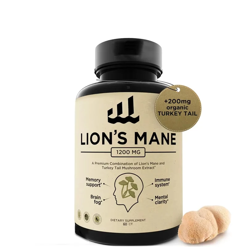 

Lions Mane Supplemental Capsules with Turkey Tail-Enlightening Brain Mist, Attention, Memory, Neural Function,and Immune Support