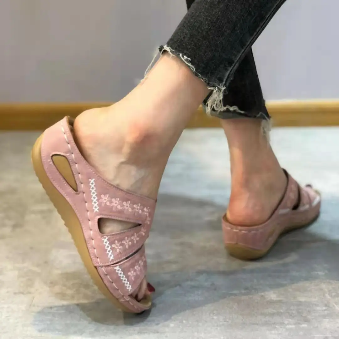 New Women Slippers Wedge Platform Large Size Orthopedics Sandals Walking Open Toe Ladies Casual Beach Shoes Women 2023