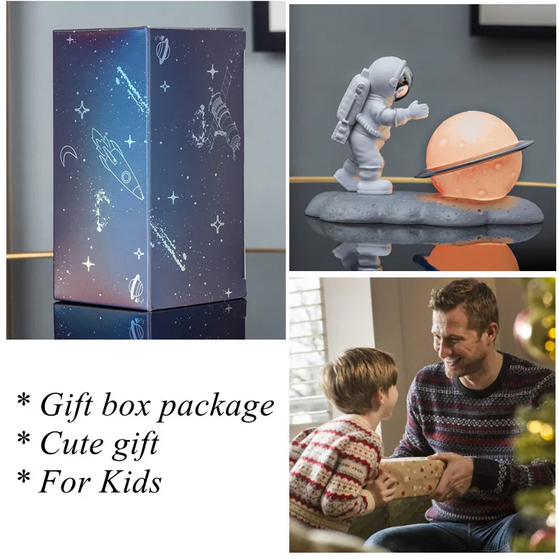 Astronaut Action Figures Table Ornaments Spaceman Sculpture Figurines Moon Night Glowing Kids Room Home Decor for Birthday Gifts