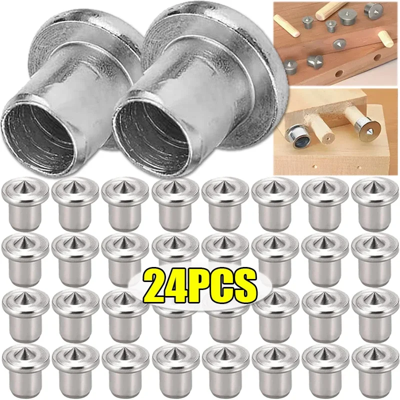 8/24PCS Dowel Drill Centre Points Pin 6/8/10/12mm Locator Woodworking Tools Dowel Aid Tenon Center Punch Hole Set Transfer Plugs