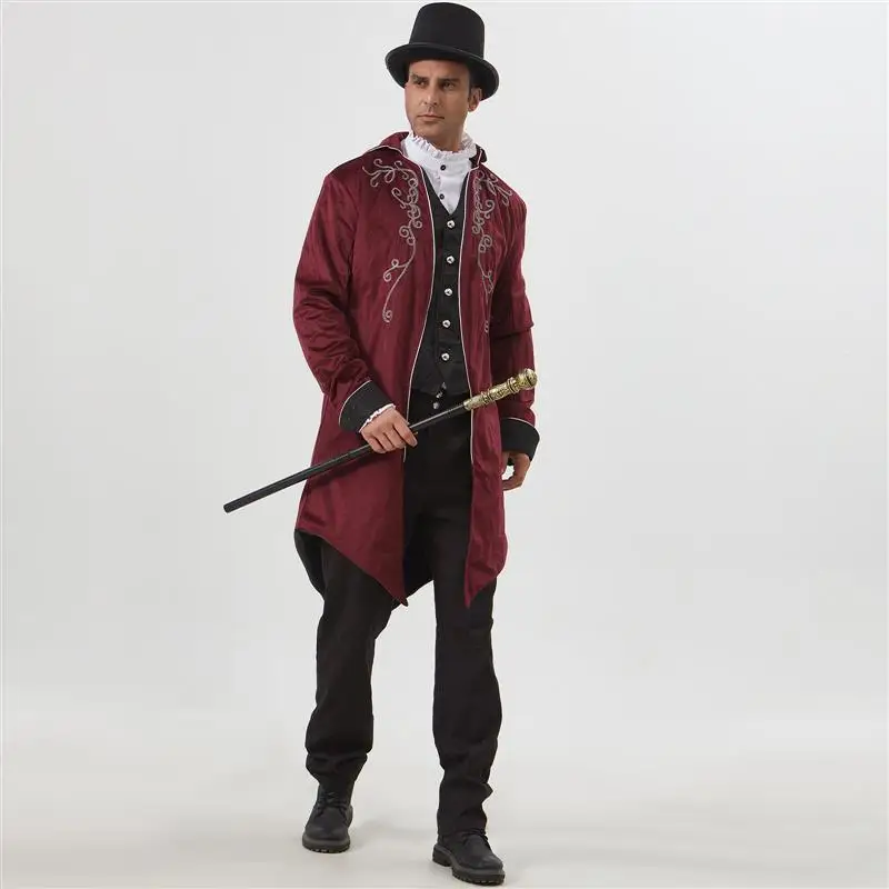 

Men's Mid-Length Punk Tailcoat loween Performance Coat Five-Sve Spring Seasonal Faionable Ele Classic Sle