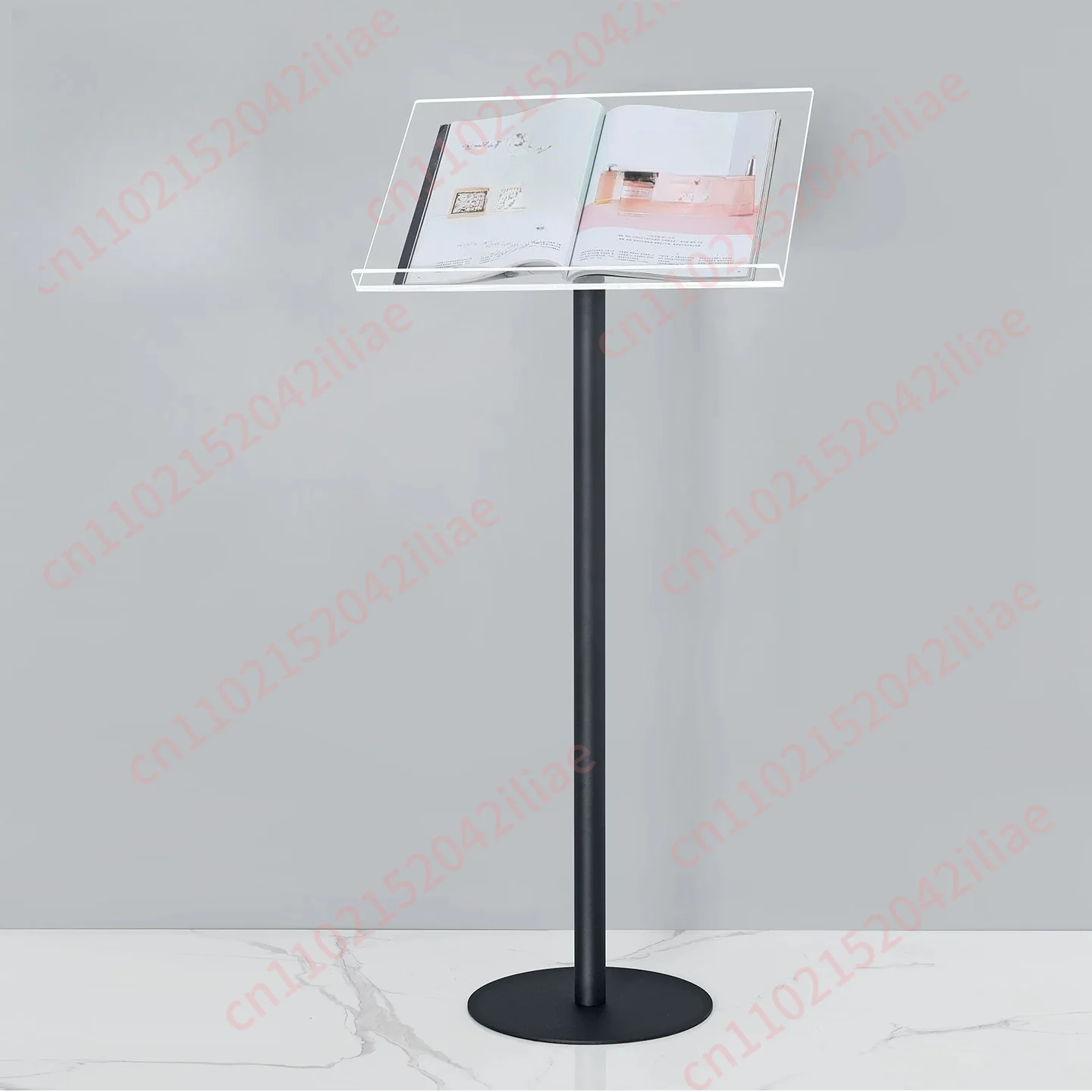 Picture album page turning acrylic magazine rack floor-to-ceiling metal exhibition album recipe book pole reading display rack