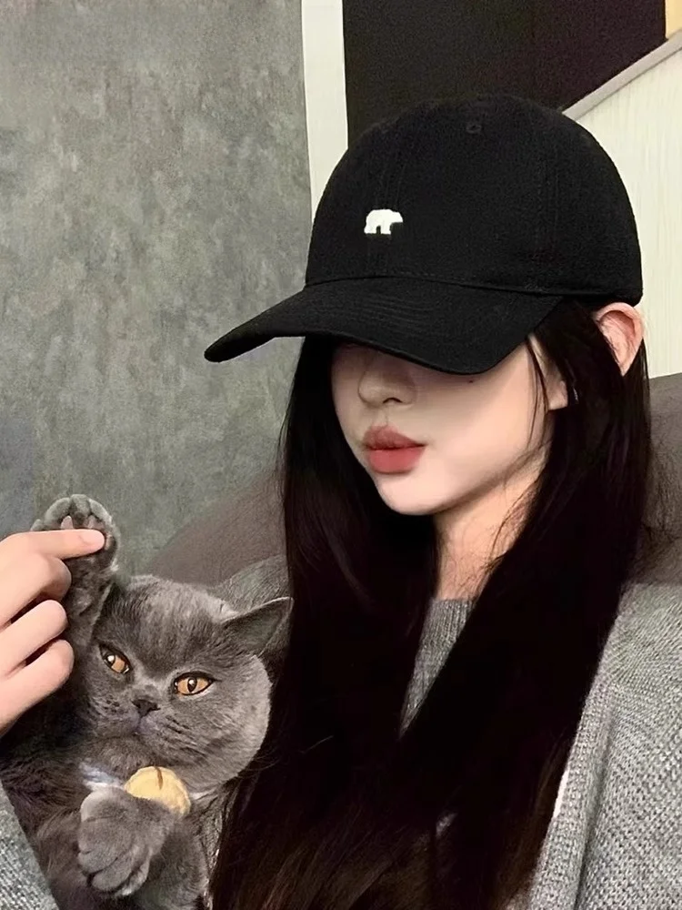 monstar-women's-baseball-cap-deep-crown-wide-brim-hat-sun-protection-face-slimming-black-casual-cotton-hat-for-travel