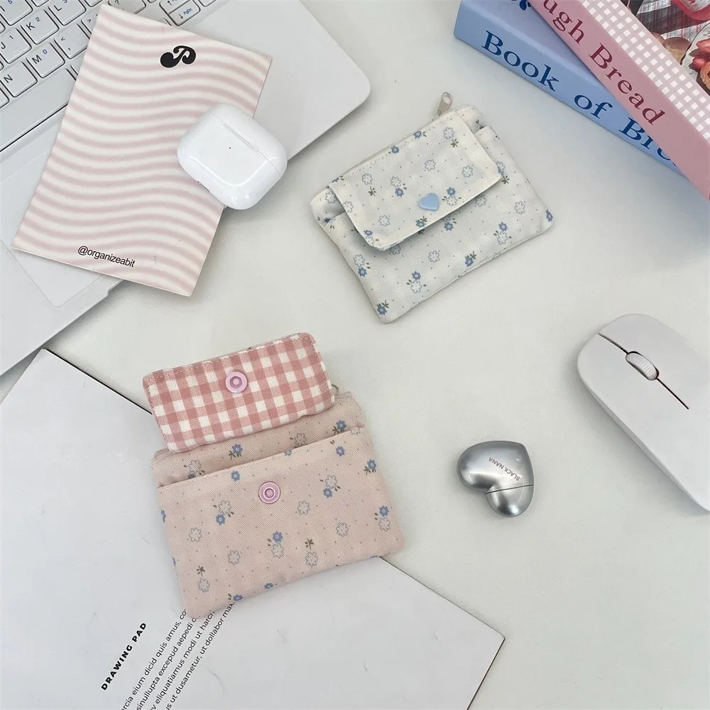 휴대용 지퍼 클로저 동전 지갑 꽃무늬 다기능 미니 지갑 더블 레이어 카드 홀더