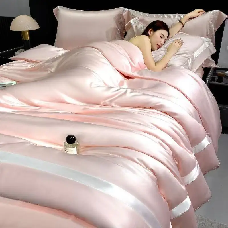 Luxury Light Summer Quilt Solid Color Cooling Ice Silk Blanket Queen/Twin Size Bedding Single Double Bed Comforter