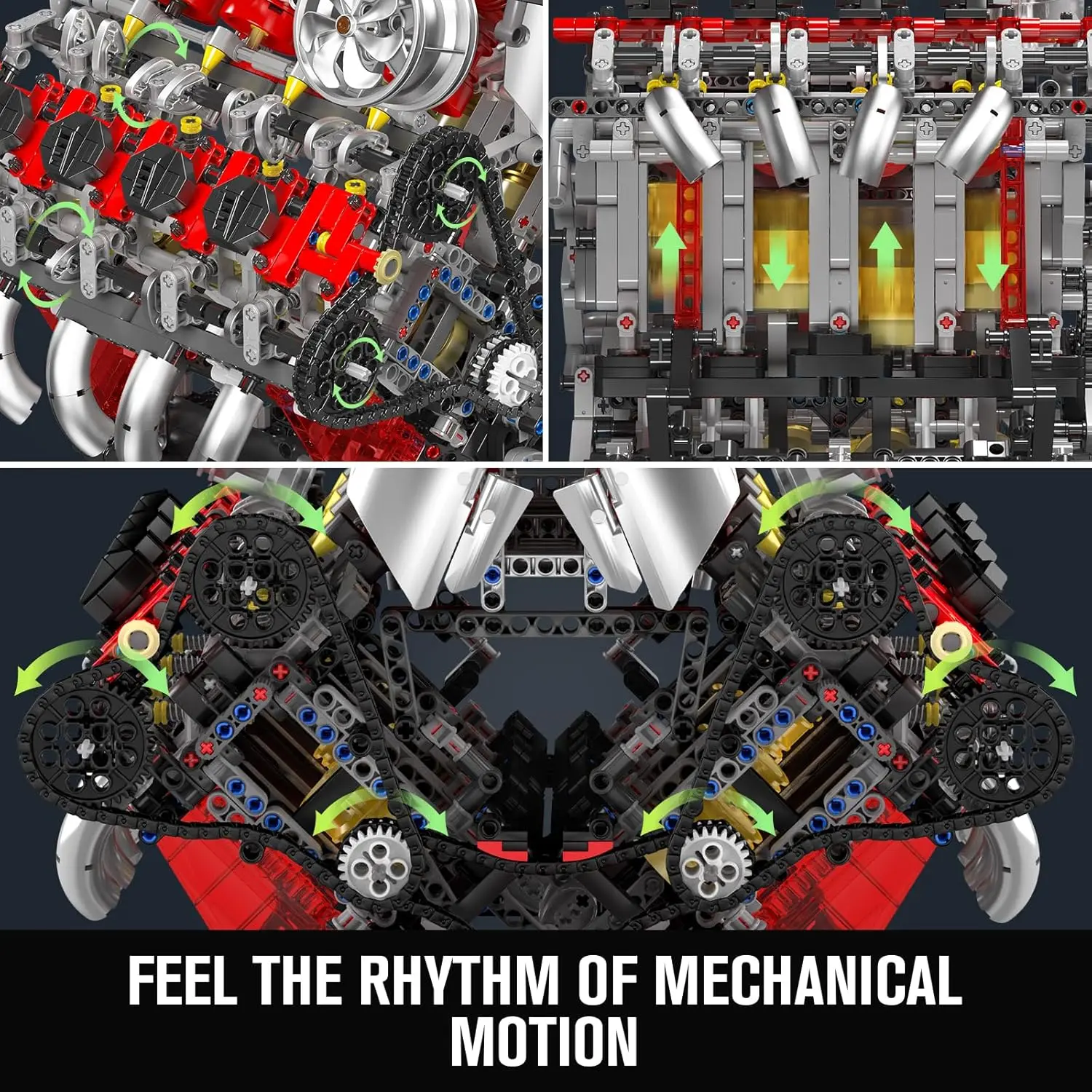 10130 V8 motormodelset die werkt, bouw je eigen auto's Verbrandingsbatterij/motorblokken sets, STEM speelgoedcadeau voor volwassenen vanaf 14 kinderen