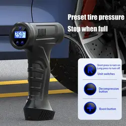 Cordless Tire Pump 12V Portable Vehicle Tire Inflator Rechargeable Auto Smart Air Pump Auto Shut-Off Battery Car Tire Pump With