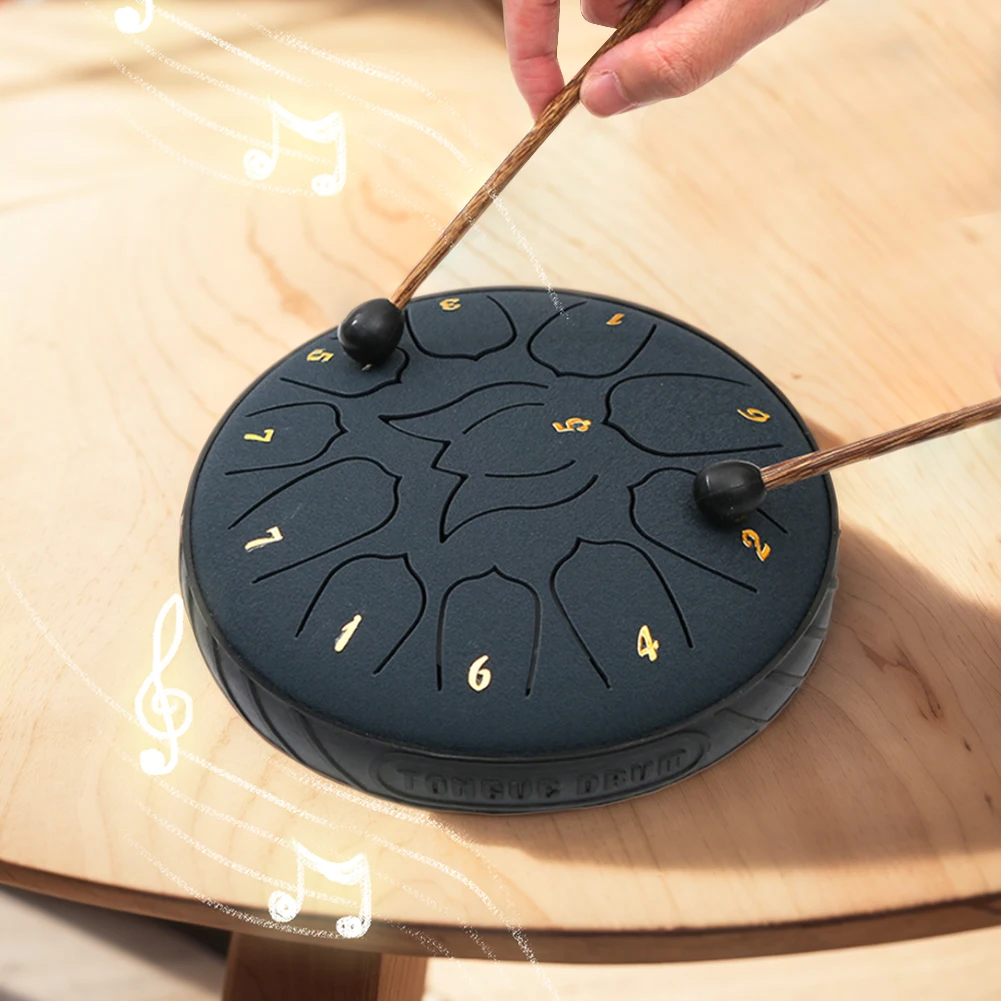 6 بوصة 11 ملاحظة Handpan طبل مع حقيبة طبل كتاب الموسيقى طبل مطارق أدوات قرع لليوجا التأمل هدية فريدة من نوعها