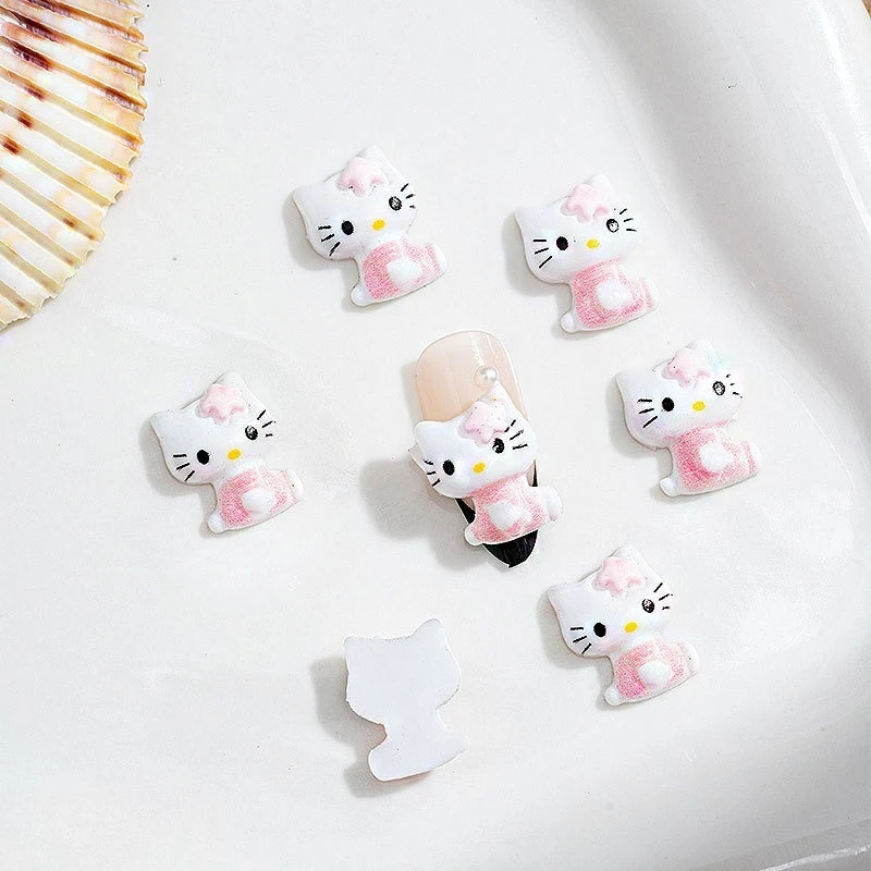 

100pcs Hello Kitty Cartoon Nail Accessories Anime Versatile Cute Sweet Cool Nail DIY Decorations Women Accessories Wholesale