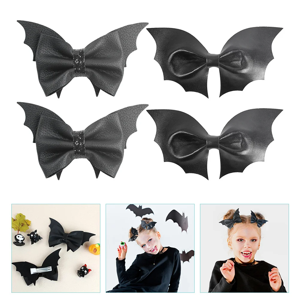 

4pcs Bows Bat Wing Clip Halloween Toddler Miss Bun Barrettes Goth Hair Accessories Elegant Trendy Hair Decorations