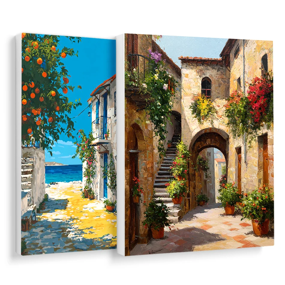 

RUOPOTY Painting By Numbers Town scenery Handmade Handpainted Acrylic Paints Digital Canvas Coloring By Numbers Home Decoration