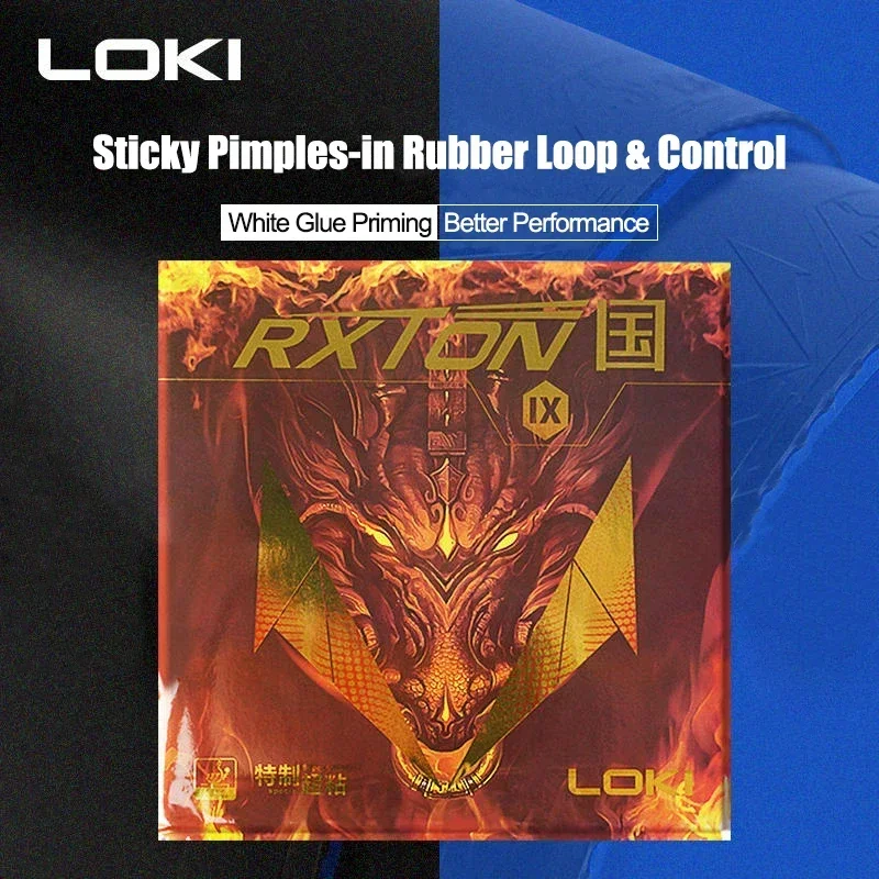 LOKI RXTON 9 Gumowa tenis stołowy Super Sticky Pips-in Wewnętrzna energia Gumowa do ping-ponga z niebieską gąbką do ciasta Szybki atak i łuk