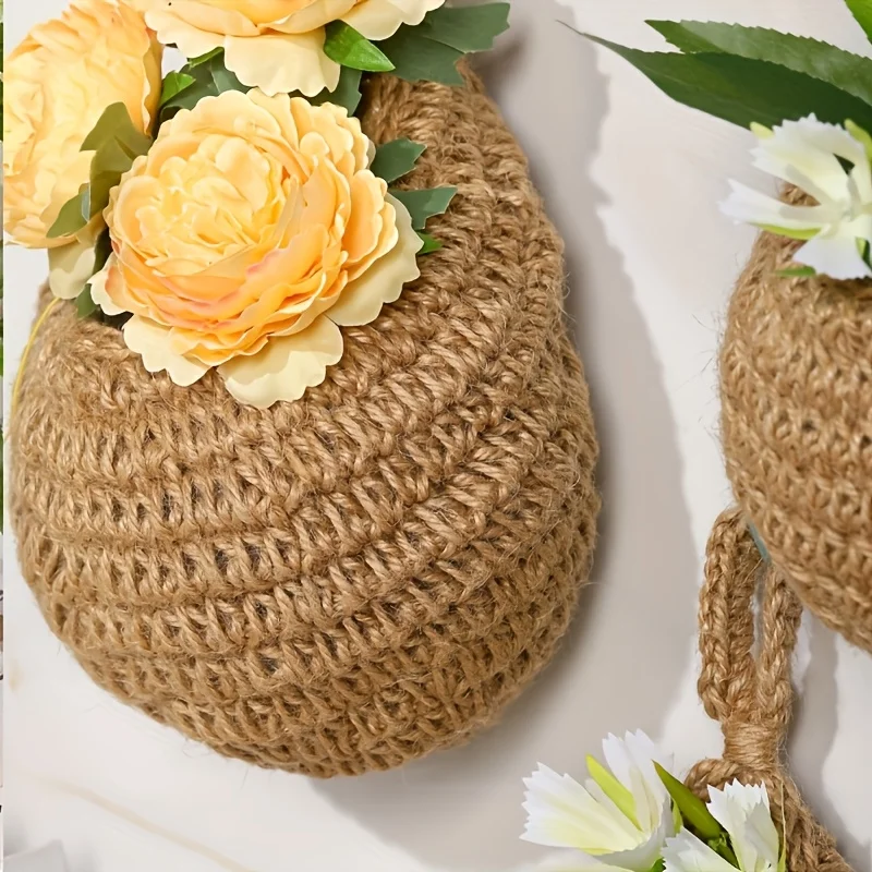 حقيبة شبكية معلقة على شكل قطرات الماء معلقة على الحائط سلة تخزين الخضروات والفواكه، حبل قطني منسوج على شكل عش الطيور #3