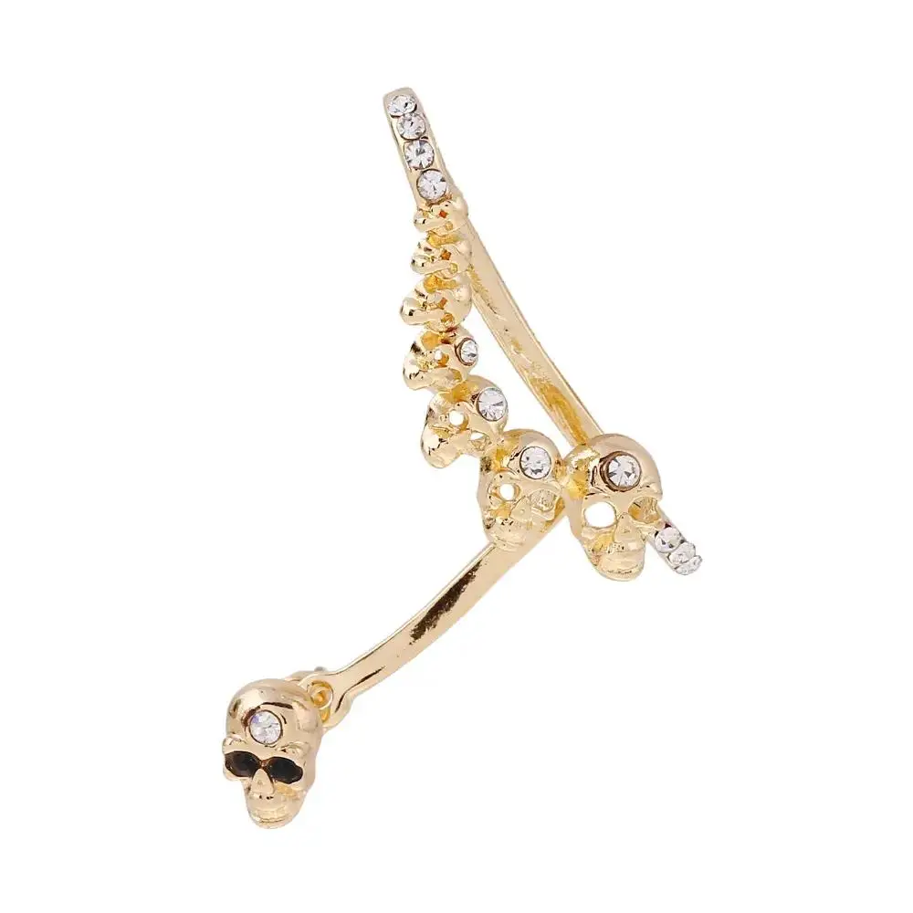 1PC Personality Crystal Skeleton Jacket Earrings for Women Fashion Skull Ear Cuff Piercing Earrings Halloween Jewelry Best Gift view 3