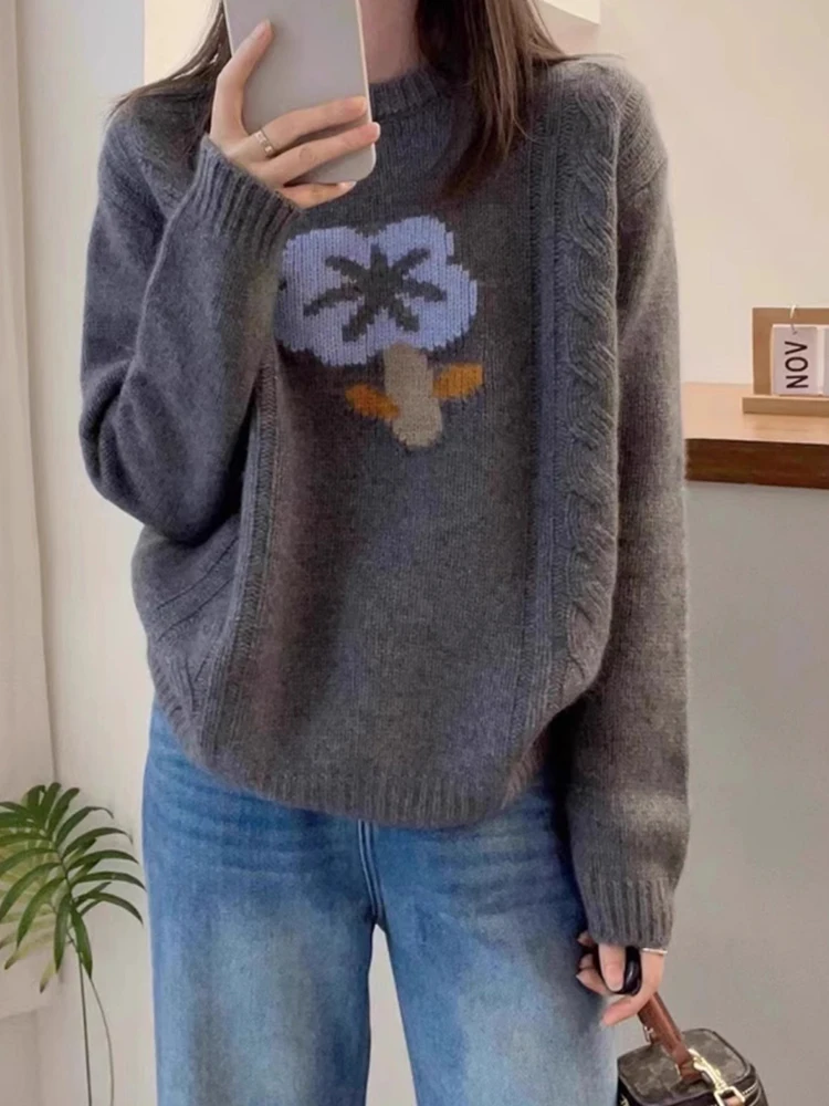 

Модный вязаный длинный свитер све, женский круглый пуловер Ne, шерстяной топ, приятный для кожи, удобный, осенний, новое поступление