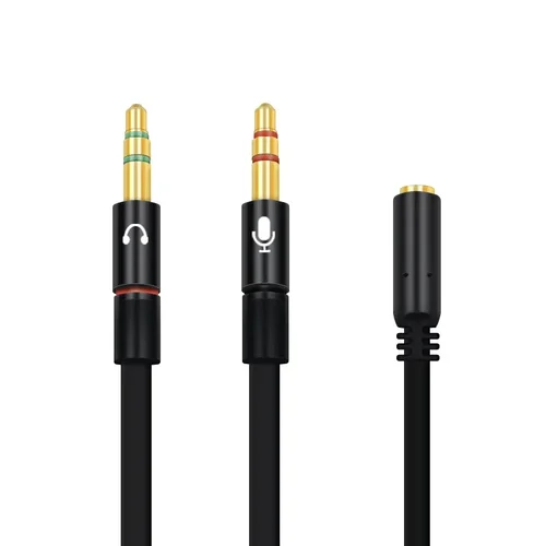 Imagen 2 del producto Adaptador TRRS de 3,5mm, 2 machos, 1 hembra, Mini conector de 3,5mm, divisor de 4 pines, micrófono de Audio estéreo, toma de Cable plano a conector de 2 y 3 pines