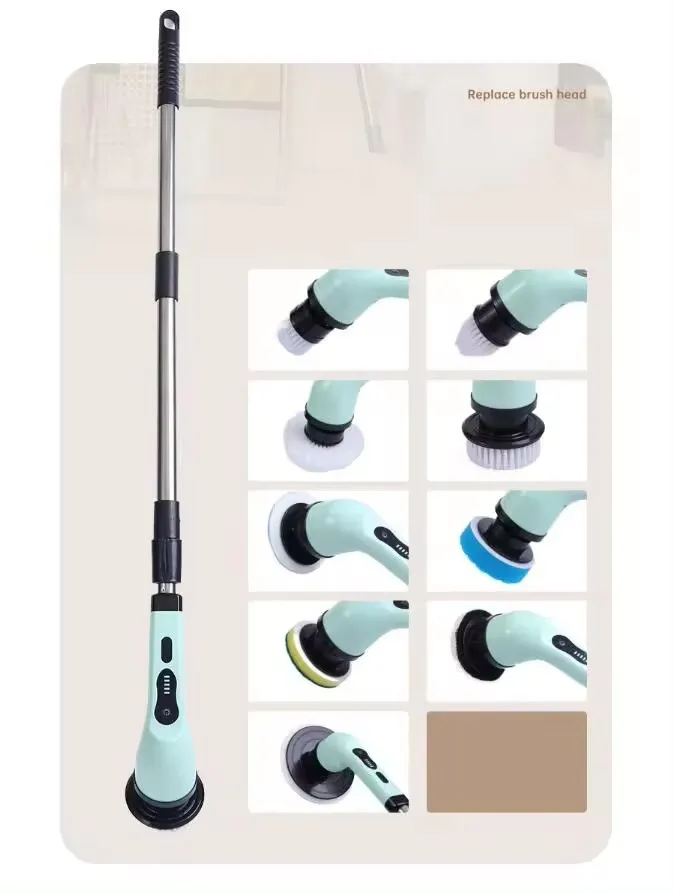 ホット販売ワイヤレス電動モップ多機能ロングハンドル家庭用スケーラブルクリーニングブラシ