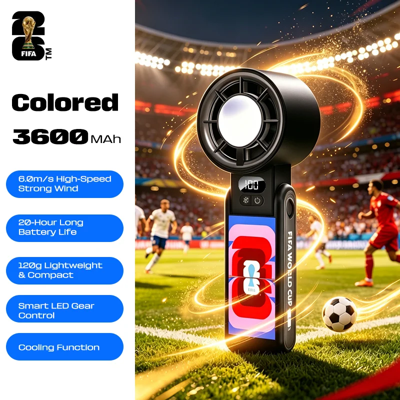 

FIFA F26F03 Handheld Fan USB Rechargeable Fan 5 Speed Operated Turbo Cooling Fan Digital Display for Travel Office Outdoor