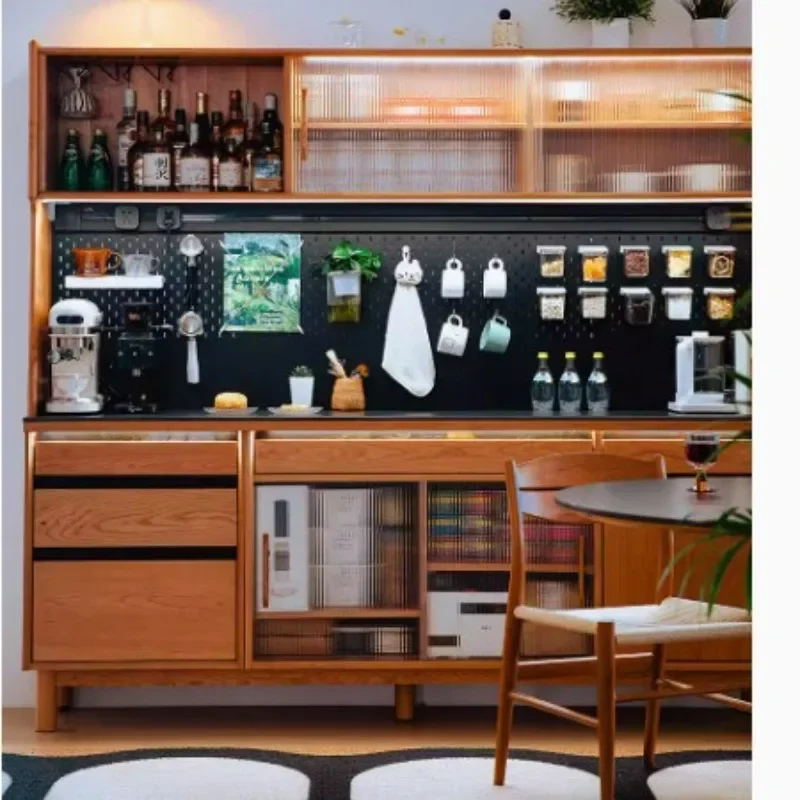 

Side cabinet, hole board Nordic solid wood locker, kitchen dining room cabinet, wall household locker