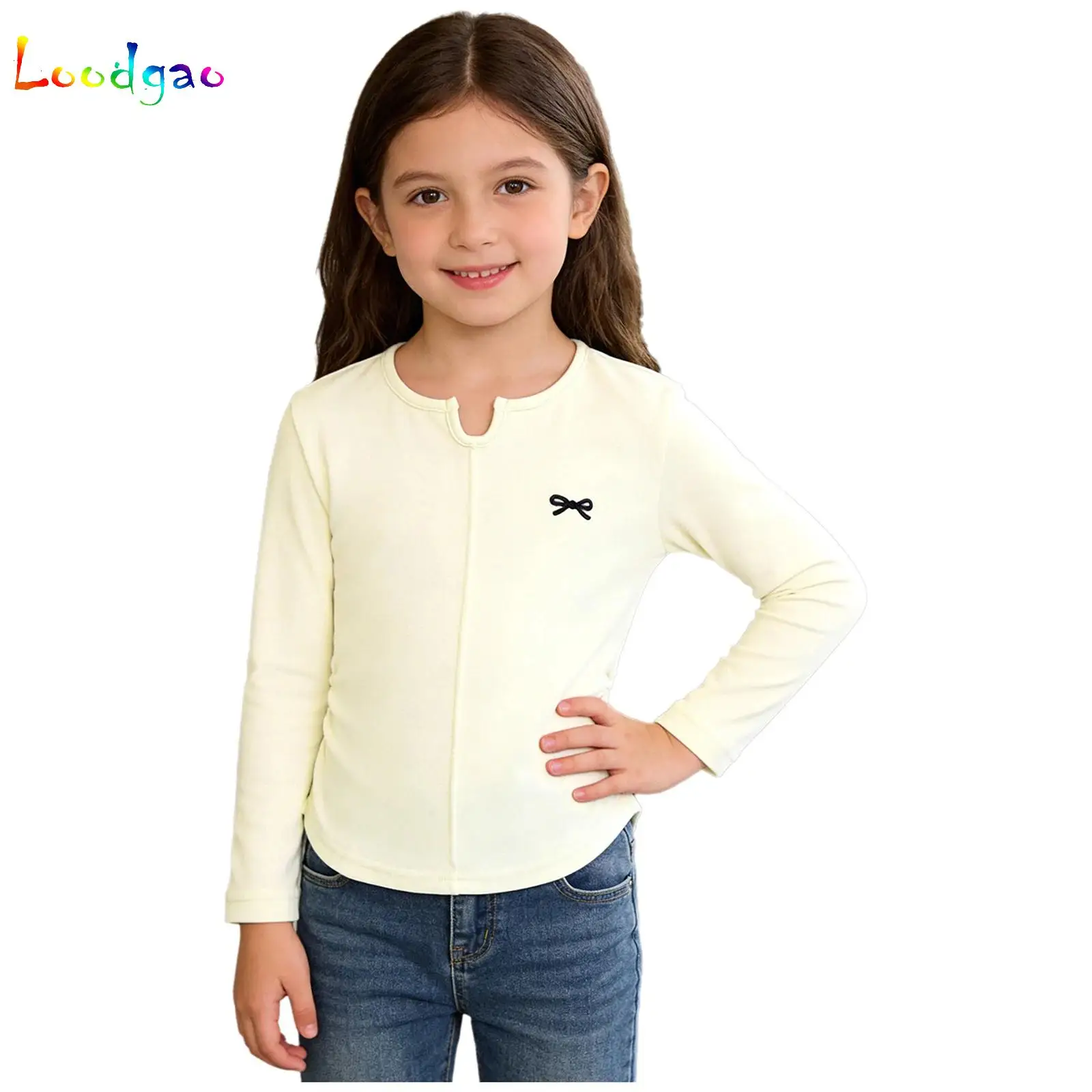 

Girls Long Sleeve T-shirt Clothes Spring And Autumn Style Bow Embroidery T-shirt Children's Clothes Kids Underwear Base Shirt
