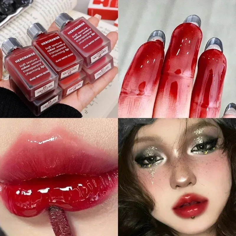 Schwarzer Spiegel Wasser Licht Lippen glasur Hochglanz feuchtigkeit spendend langlebig kein verblassen der flüssiger Lippenstift sexy rote Lippen Make-up Kosmetik