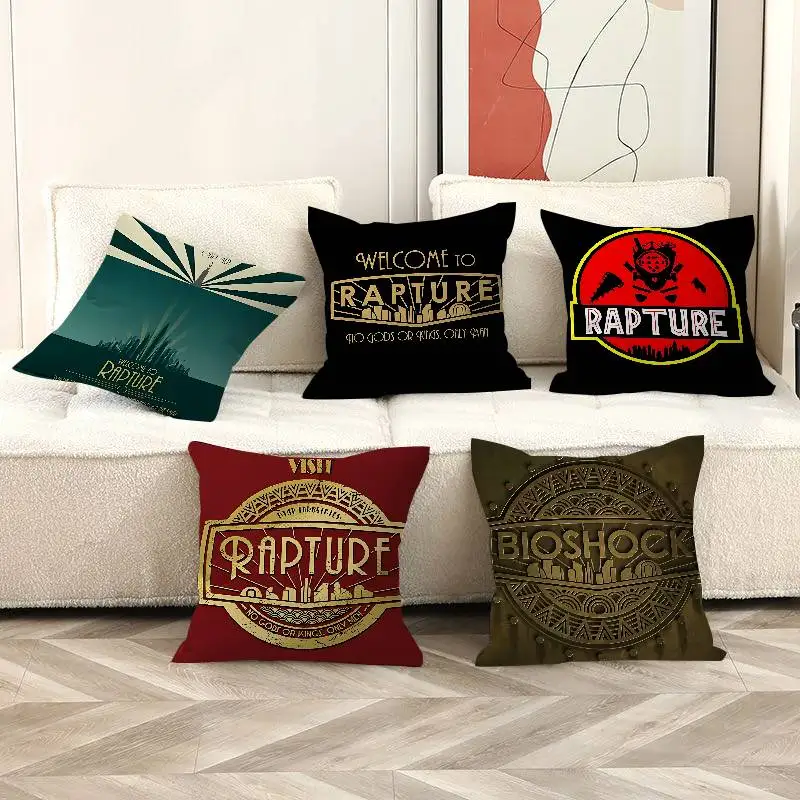 Retro B-Bioshock R-Rapture Game Office Cushion Pillowcase Car Cushion Cover45X45CM Lumbar Pillowcase Sofa Pillowcover