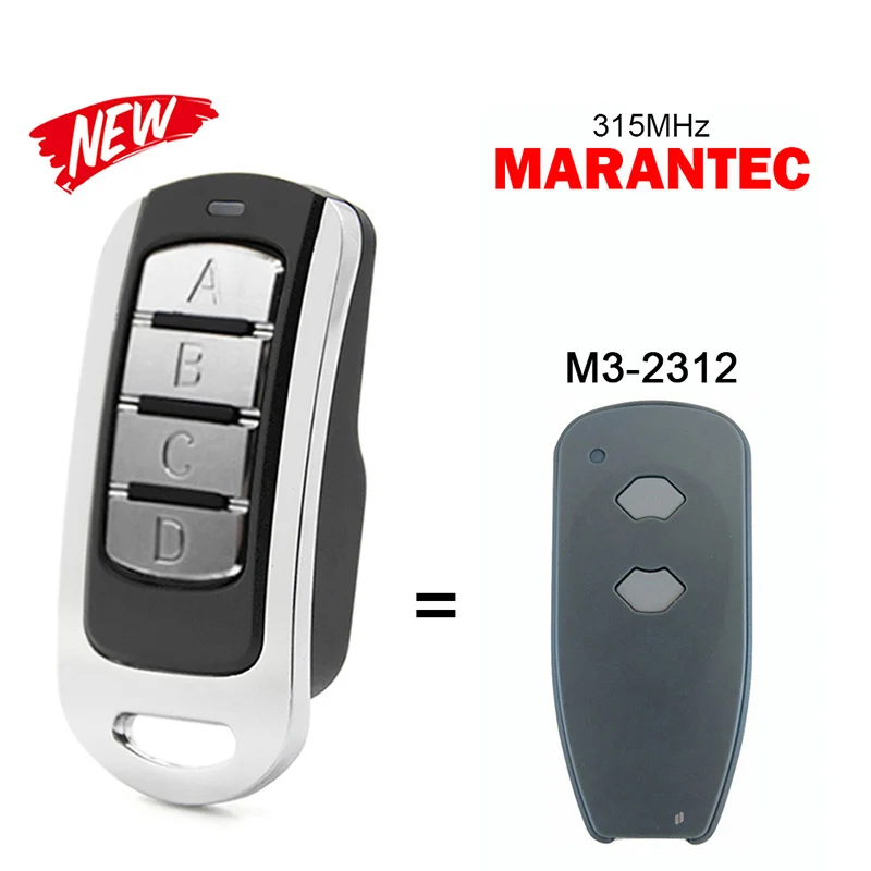 

Multi-Frequency Remote Control 100% Compatible With MARANTEC M3-2312 Garage Command Garage Door Opener 315MHz Hand Transmitter