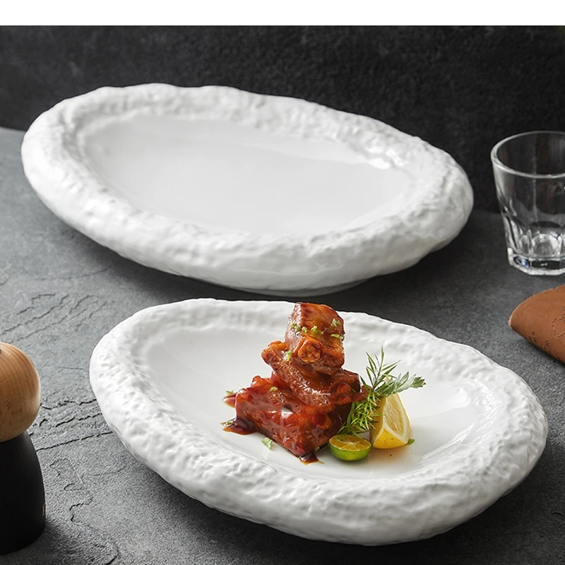 

Hotel Restaurant Specialty Molecular Cuisine Steak Plate White Ceramic Meal Dessert Home Tableware