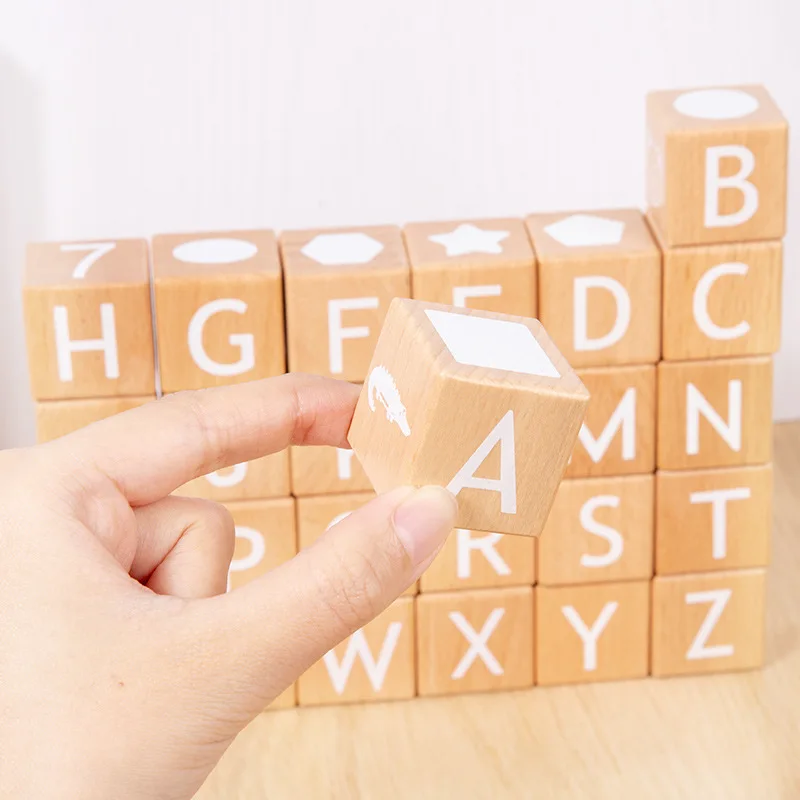 Alfabet Blok Houten Blokken Numerieke Pictogrammen Cognitieve Verlichting Speelgoed Voor Zuigelingen En Jonge Kinderen Voorschoolse Educatie